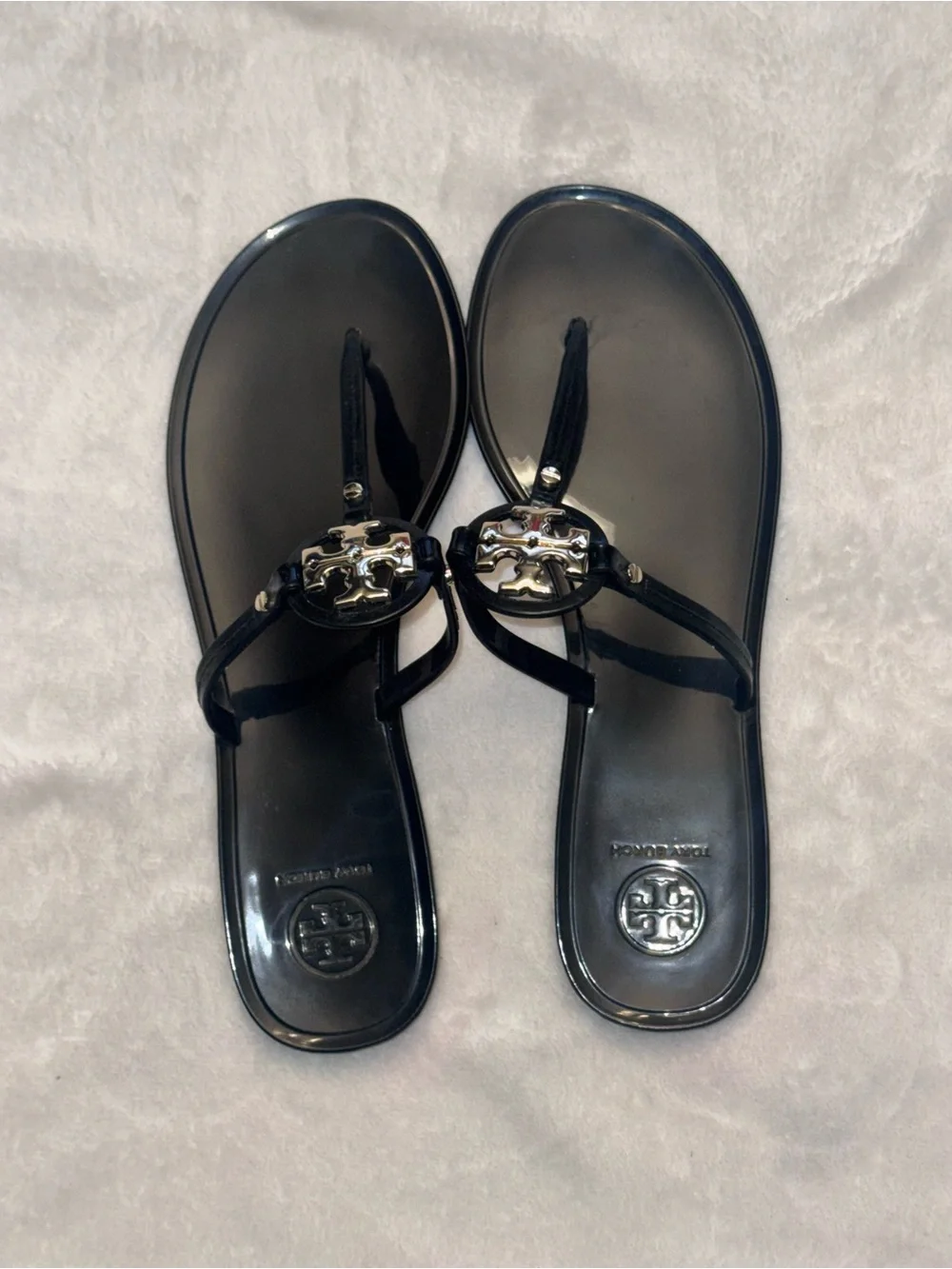 Tory Burch Black Mini Miller Jelly Thong Sandals Size 9